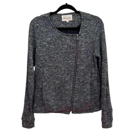 Vince Camuto Women’s Asymmetrical Full Zip Moto Navy Blue Turo Jacket Size Small - Picture 1 of 8